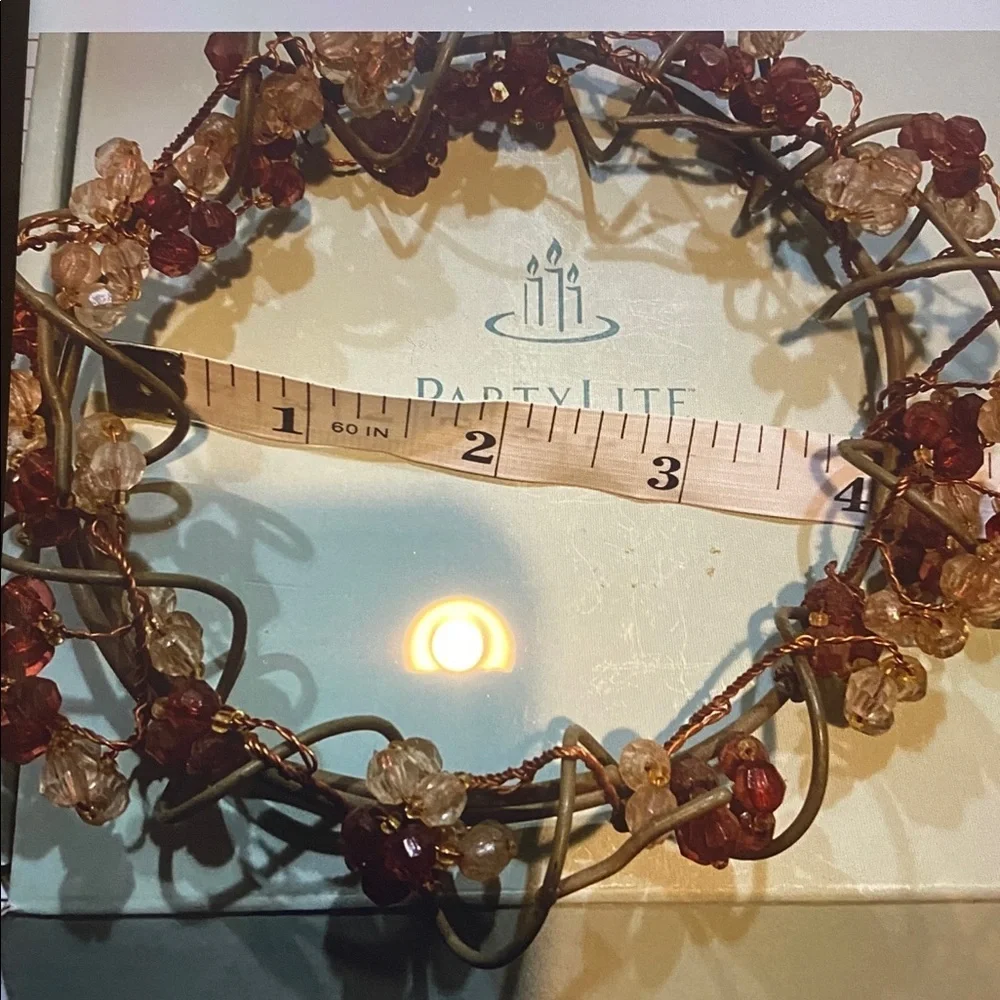 PartyLite Gemstones Beaded Candle Ring 3-4” P7834 — Red Amber Gold, Gift Ready - Picture 7 of 7